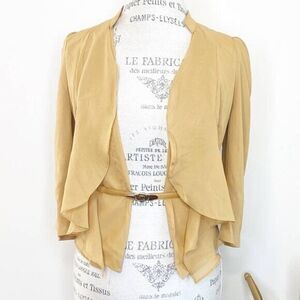 VERO MODA Classic Open Taupe Belted Tan Blouse with Belt US 6